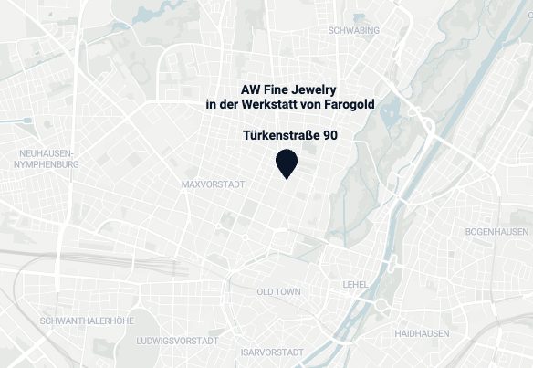 Lage des Ateliers in der Türkenstraße 90, München